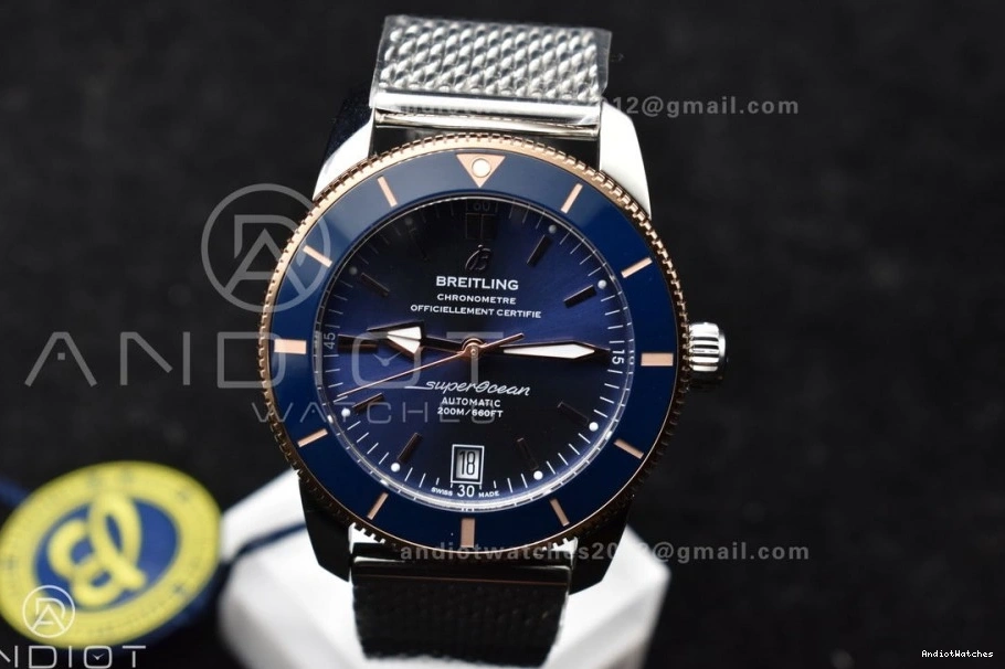 Bezel 1172 Dial Bracelet 42mm RG SS and on II WaterResistant Blue Ceramic BLSF Bezel Mesh Blue A SuperOcean Heritage 0510